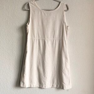 Eileen Fisher Hemp Cotton Stripe Dress Small Beige Cream Ivory